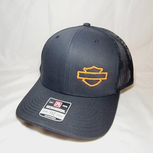 Bar and Shield Motorcycle Harley Curved Bill Snapback Direct Embroidered Cap - Picture 3 of 6